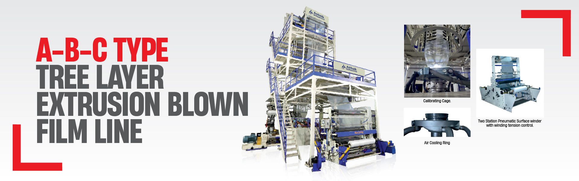 Three layer extrusion blow film line manufacturere - Ashok Industries, India